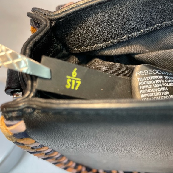 Rebecca Minkoff Black Leather Crossbody Bag Silver Chain Braided Tassels Boho - Picture 11 of 15